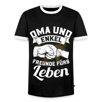 Oma und Enkel - Freunde fürs Leben - Männer Kontrast-T-Shirt - Schwarz/Weiß - Vorne - AI Model Female 172 light (172cm) & AI Model Male 178 light (178cm)