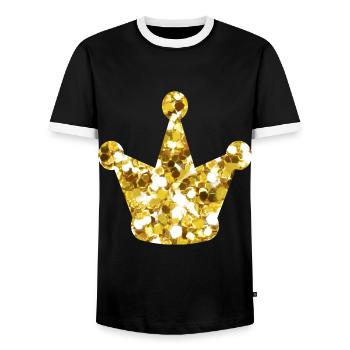 Roi couronne d’or - T-shirt contrasté Homme - noir/blanc - Devant - AI Model Female 172 light (172cm) & AI Model Male 178 light (178cm)