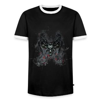 Gothic Monster Totenkopf Paint Splatter Art - Männer Kontrast-T-Shirt - Schwarz/Weiß - Vorne - AI Model Female 172 light (172cm) & AI Model Male 178 light (178cm)