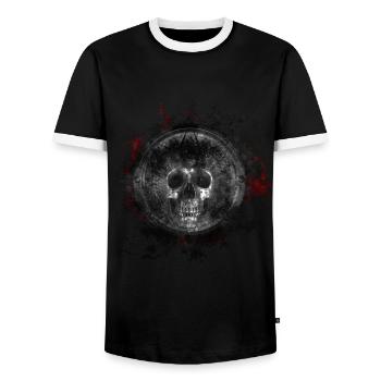 Gothic Tod Totenkopf Paint Splatter Art - Männer Kontrast-T-Shirt - Schwarz/Weiß - Vorne - AI Model Female 172 light (172cm) & AI Model Male 178 light (178cm)