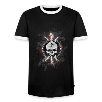 Gothic Tod Totenkopf Paint Splatter Art - Männer Kontrast-T-Shirt - Schwarz/Weiß - Vorne - AI Model Female 172 light (172cm) & AI Model Male 178 light (178cm)