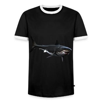 Shark - Men's Ringer Shirt - black/white - Front - AI Model Female 172 light (172cm) & AI Model Male 178 light (178cm)