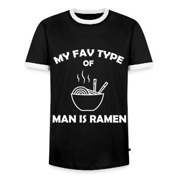 Ramen Nudeln Lieblings Mann - Männer Kontrast-T-Shirt - Schwarz/Weiß - Vorne - AI Model Female 172 light (172cm) & AI Model Male 178 light (178cm)