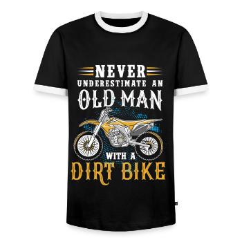 Never underestimate an old man with a dirt bike - Men's Ringer Shirt - black/white - Front - AI Model Female 172 light (172cm) & AI Model Male 178 light (178cm)