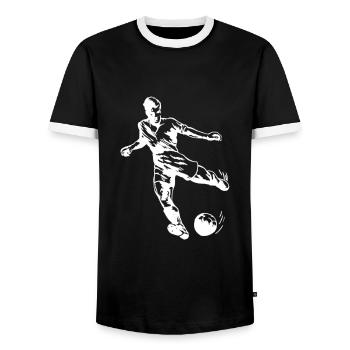 Joueur de football de football - T-shirt contrasté Homme - noir/blanc - Devant - AI Model Female 172 light (172cm) & AI Model Male 178 light (178cm)