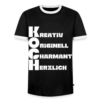 Koch - Männer Kontrast-T-Shirt - Schwarz/Weiß - Vorne - AI Model Female 172 light (172cm) & AI Model Male 178 light (178cm)