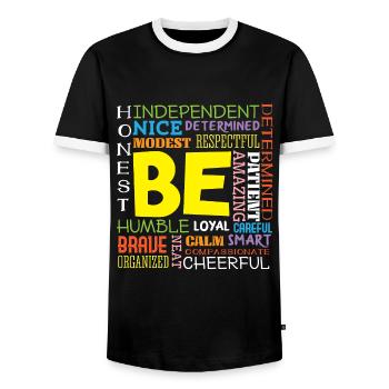 Motivation shirt - Be positive - Men's Ringer Shirt - black/white - Front - AI Model Female 172 light (172cm) & AI Model Male 178 light (178cm)