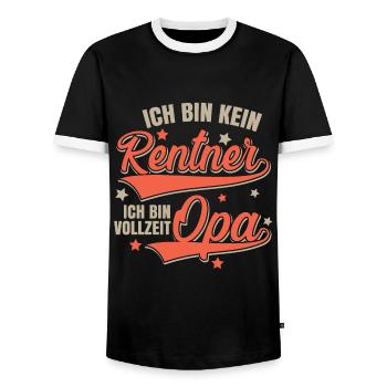 Vollzeit Opa - Kein Rentner - Männer Kontrast-T-Shirt - Schwarz/Weiß - Vorne - AI Model Female 172 light (172cm) & AI Model Male 178 light (178cm)