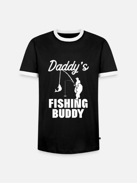 Daddies Fishing Buddy - Angler - Männer Kontrast-T-Shirt - Schwarz/Weiß