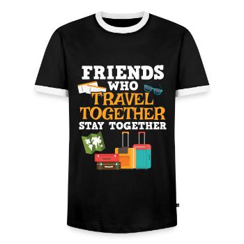 Travel Friends - Urlaub Weltreise Reise Flugzeug - Männer Kontrast-T-Shirt - Schwarz/Weiß - Vorne - AI Model Female 172 light (172cm) & AI Model Male 178 light (178cm)