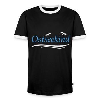 Ostsee Kind Küste Urlaub Strand Möwen Motiv - Männer Kontrast-T-Shirt - Schwarz/Weiß - Vorne - AI Model Female 172 light (172cm) & AI Model Male 178 light (178cm)