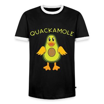 Quackamole - Quacamole Lustige Sprüche Avokado - Männer Kontrast-T-Shirt - Schwarz/Weiß - Vorne - AI Model Female 172 light (172cm) & AI Model Male 178 light (178cm)