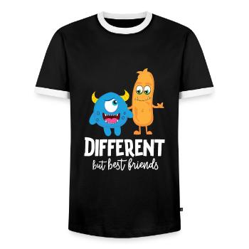 Freunde mit unterschieden Monster - Männer Kontrast-T-Shirt - Schwarz/Weiß - Vorne - AI Model Female 172 light (172cm) & AI Model Male 178 light (178cm)