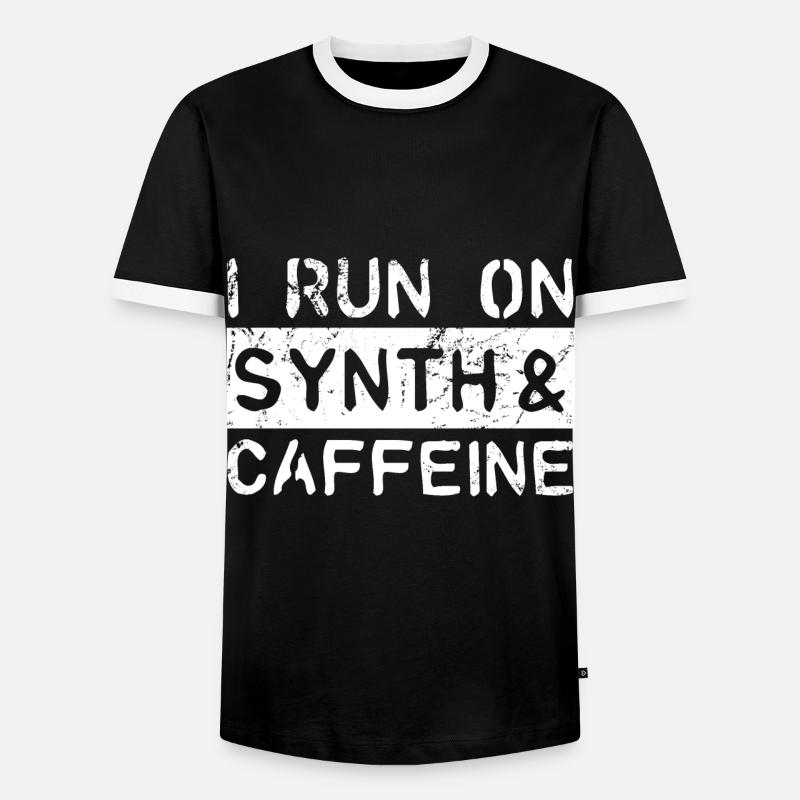 I run on synth & caffeine - Männer Kontrast-T-Shirt - Schwarz/Weiß