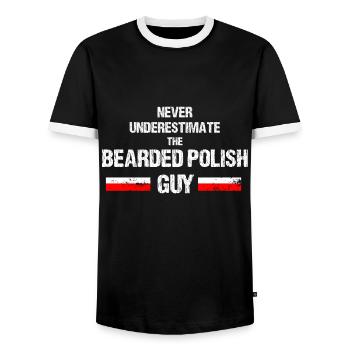 bearded polish - Männer Kontrast-T-Shirt - Schwarz/Weiß - Vorne - AI Model Female 172 light (172cm) & AI Model Male 178 light (178cm)