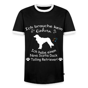 Nova Scotia Duck Tolling Retriever - Männer Kontrast-T-Shirt - Schwarz/Weiß - Vorne - AI Model Female 172 light (172cm) & AI Model Male 178 light (178cm)