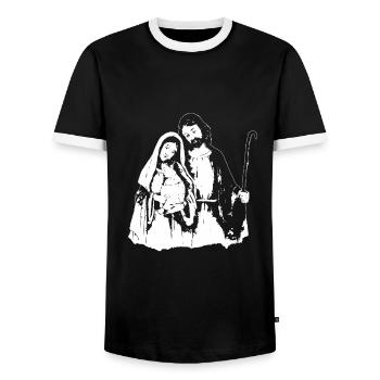 Heilige Familie - Männer Kontrast-T-Shirt - Schwarz/Weiß - Vorne - AI Model Female 172 light (172cm) & AI Model Male 178 light (178cm)