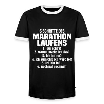 6 schritte marathon Lauf lustiger Spruch - Männer Kontrast-T-Shirt - Schwarz/Weiß - Vorne - AI Model Female 172 light (172cm) & AI Model Male 178 light (178cm)