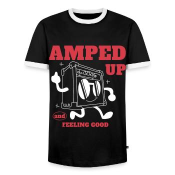 Vintage Gitarristen Design Gitarren Lehrer Amp - Männer Kontrast-T-Shirt - Schwarz/Weiß - Vorne - AI Model Female 172 light (172cm) & AI Model Male 178 light (178cm)