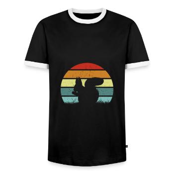 Squirrel Retro Squirrel Lover - Men's Ringer Shirt - black/white - Front - AI Model Female 172 light (172cm) & AI Model Male 178 light (178cm)