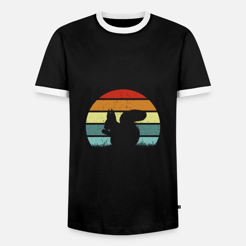 Squirrel Retro Squirrel Lover - Men's Ringer Shirt - black/white