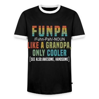 Funpa Like A Grandpa, Only Cooler T-shirt - Men's Ringer Shirt - black/white - Front - AI Model Female 172 light (172cm) & AI Model Male 178 light (178cm)