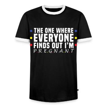 The One Where Everyone Finds Out I'm Pregnant - Männer Kontrast-T-Shirt - Schwarz/Weiß - Vorne - AI Model Female 172 light (172cm) & AI Model Male 178 light (178cm)