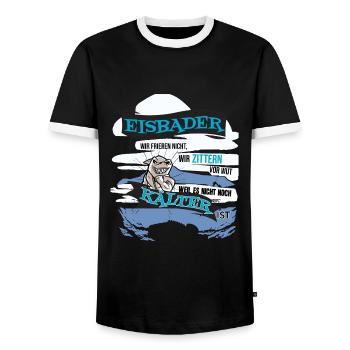 Eisbader Frieren nicht, Winterbader - Männer Kontrast-T-Shirt - Schwarz/Weiß - Vorne - AI Model Female 172 light (172cm) & AI Model Male 178 light (178cm)