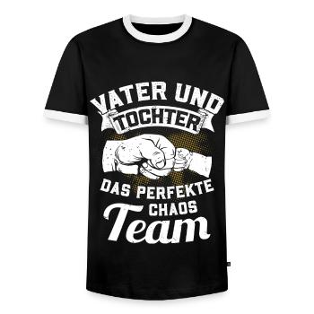 Vater und Tochter - Das perfekte Chaos Team - Männer Kontrast-T-Shirt - Schwarz/Weiß - Vorne - AI Model Female 172 light (172cm) & AI Model Male 178 light (178cm)