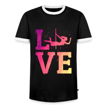 Pole Sport Dance Dancer Competition Colorful - Men's Ringer Shirt - black/white - Front - AI Model Female 172 light (172cm) & AI Model Male 178 light (178cm)