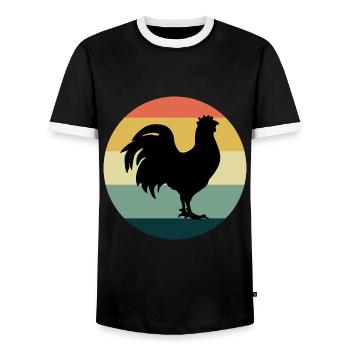 Chicken Lover Poultry Farmer Farming Vintage Retro - Men's Ringer Shirt - black/white - Front - AI Model Female 172 light (172cm) & AI Model Male 178 light (178cm)