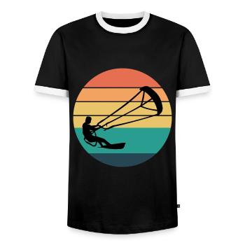 Kiteboarding Kiteboarder Kitesurfing Kitesurf - T-shirt contrasté Homme - noir/blanc - Devant - AI Model Female 172 light (172cm) & AI Model Male 178 light (178cm)