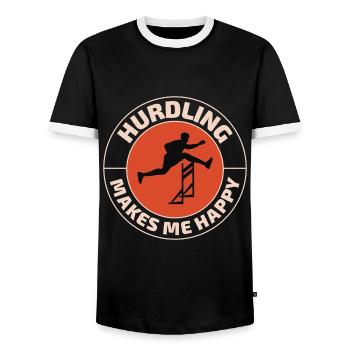 Hurdles Hurdling Hurdler Running Runner Athletes - Men's Ringer Shirt - black/white - Front - AI Model Female 172 light (172cm) & AI Model Male 178 light (178cm)