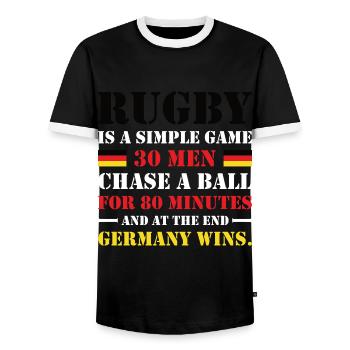 Le rugby est un jeu simple Allemagne Rugby - T-shirt contrasté Homme - noir/blanc - Devant - AI Model Female 172 light (172cm) & AI Model Male 178 light (178cm)
