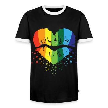 Regenbogen LGBT Schwul Lesbisch T-Shirt - Männer Kontrast-T-Shirt - Schwarz/Weiß - Vorne - AI Model Female 172 light (172cm) & AI Model Male 178 light (178cm)