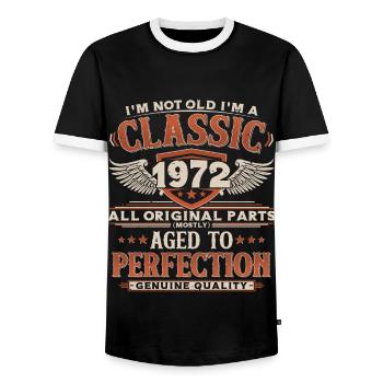 1972 Vintage Vintage Cadeau d’Anniversaire Rétro - T-shirt contrasté Homme - noir/blanc - Devant - AI Model Female 172 light (172cm) & AI Model Male 178 light (178cm)