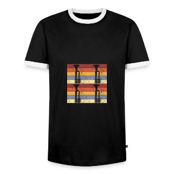 Vintage Trumpet Design - Männer Kontrast-T-Shirt - Schwarz/Weiß - Vorne - AI Model Female 172 light (172cm) & AI Model Male 178 light (178cm)