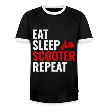 Roller Fahrer Scootering Motorrad Moped Lustig - Männer Kontrast-T-Shirt - Schwarz/Weiß - Vorne - AI Model Female 172 light (172cm) & AI Model Male 178 light (178cm)