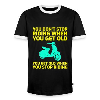 Scooter Rider Scootering Motorcycle Racer Ride - Men's Ringer Shirt - black/white - Front - AI Model Female 172 light (172cm) & AI Model Male 178 light (178cm)