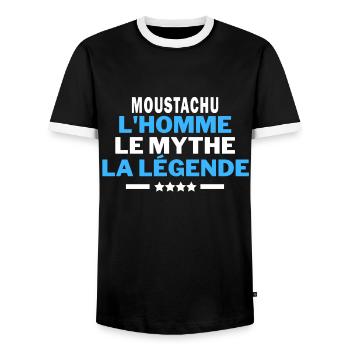 MOUSTACHU l'homme le mythe la légende - humour - T-shirt contrasté Homme - noir/blanc - Devant - AI Model Female 172 light (172cm) & AI Model Male 178 light (178cm)