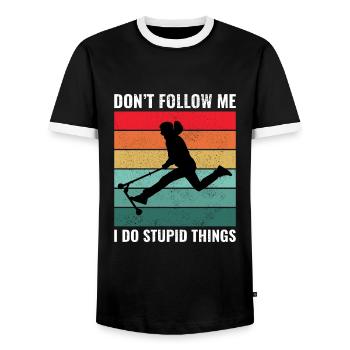 Stunt Scooter Freestyle Scootering Vintage Retro - Männer Kontrast-T-Shirt - Schwarz/Weiß - Vorne - AI Model Female 172 light (172cm) & AI Model Male 178 light (178cm)
