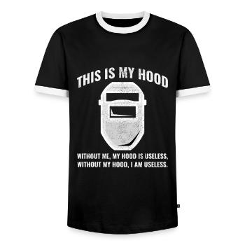 Welding Welder Metal Construction Ironworker - Men's Ringer Shirt - black/white - Front - AI Model Female 172 light (172cm) & AI Model Male 178 light (178cm)