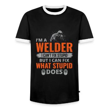 Welding Welder Metal Construction Ironworker - Men's Ringer Shirt - black/white - Front - AI Model Female 172 light (172cm) & AI Model Male 178 light (178cm)