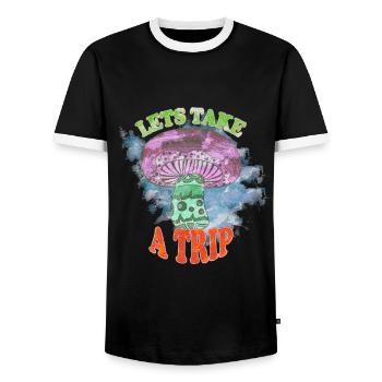 Hippie Peace Peace 60's 70's Love T-Shirt - Men's Ringer Shirt - black/white - Front - AI Model Female 172 light (172cm) & AI Model Male 178 light (178cm)