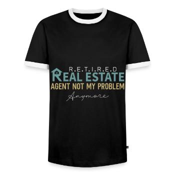 Real Estate Agent Broker Profession Real Estate - Men's Ringer Shirt - black/white - Front - AI Model Female 172 light (172cm) & AI Model Male 178 light (178cm)