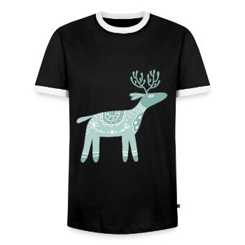 Joyeux T-shirt Patte de cerf de Noël - T-shirt contrasté Homme - noir/blanc - Devant - AI Model Female 172 light (172cm) & AI Model Male 178 light (178cm)