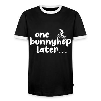 BMX Bunnyhop - Men's Ringer Shirt - black/white - Front - AI Model Female 172 light (172cm) & AI Model Male 178 light (178cm)