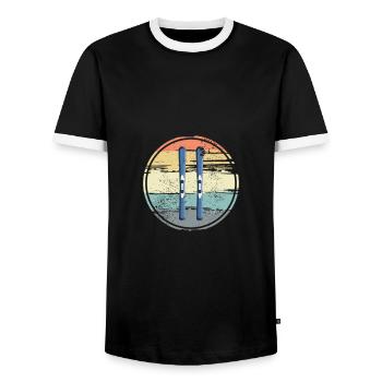 Ski Boards Vintage - Men's Ringer Shirt - black/white - Front - AI Model Female 172 light (172cm) & AI Model Male 178 light (178cm)