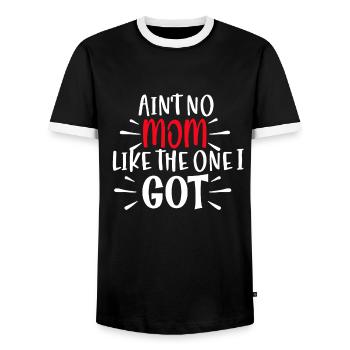 Mom i got - Men's Ringer Shirt - black/white - Front - AI Model Female 172 light (172cm) & AI Model Male 178 light (178cm)