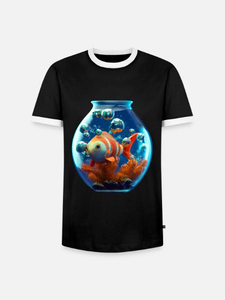 Goldfish in a fishbowl - Men's Ringer Shirt - black/white